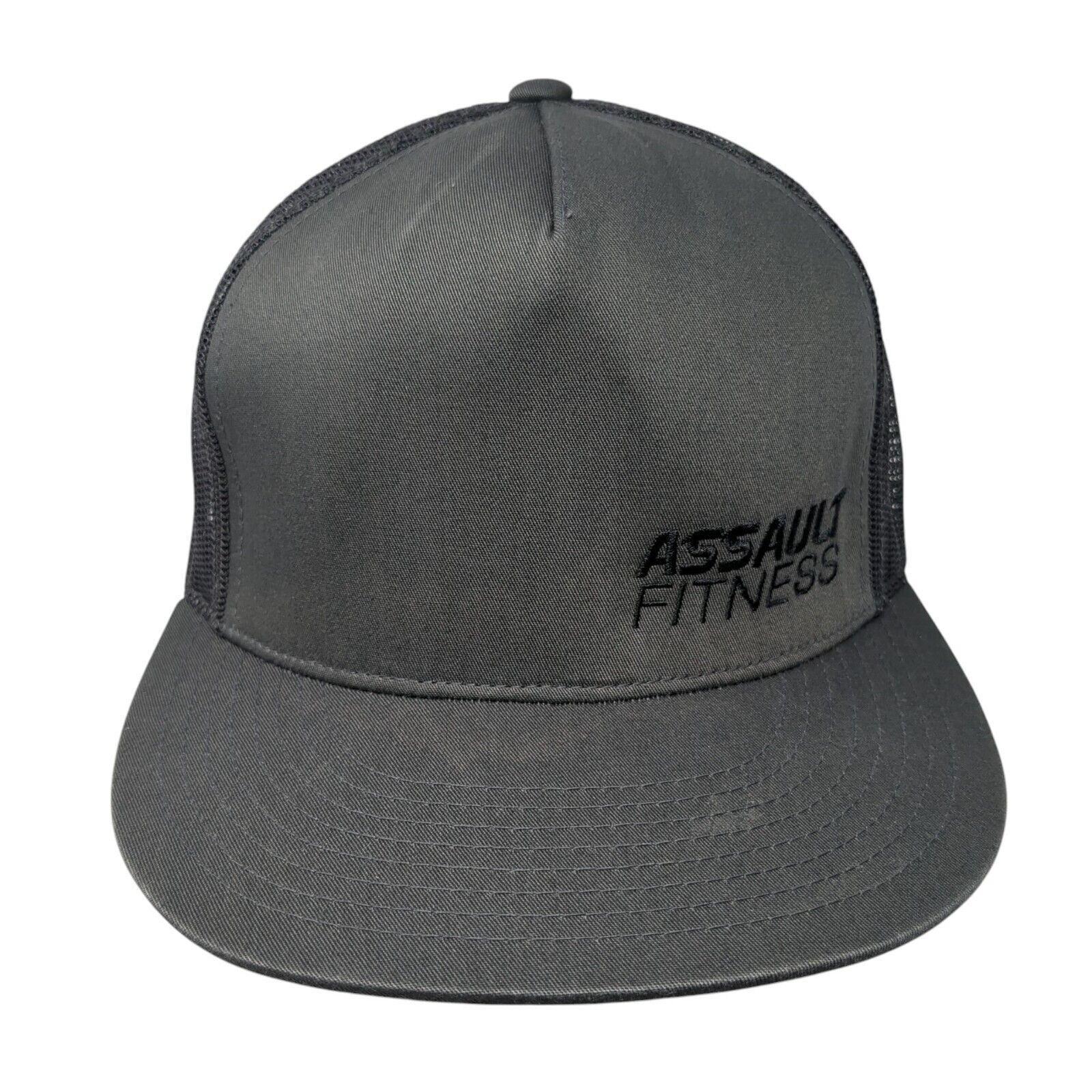 Assault Fitness Snapback Trucker Hat Gray Os Adjustable Mesh Classics Yupoong